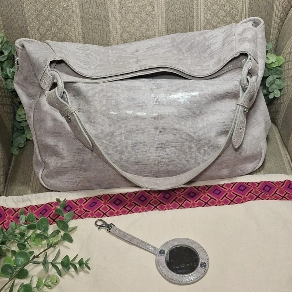 Tory Burch Vintage Lizard Leather Embossed Hobo Bag